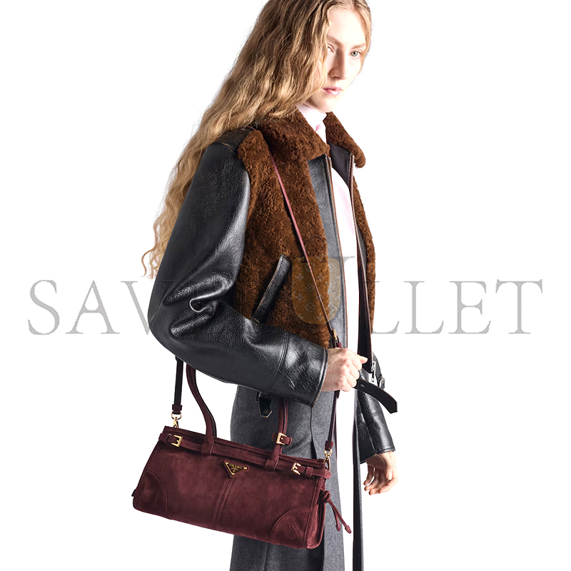 PRADA BONNIE MEDIUM SUEDE HANDBAG 1BA426 (32*15.5*12cm)
